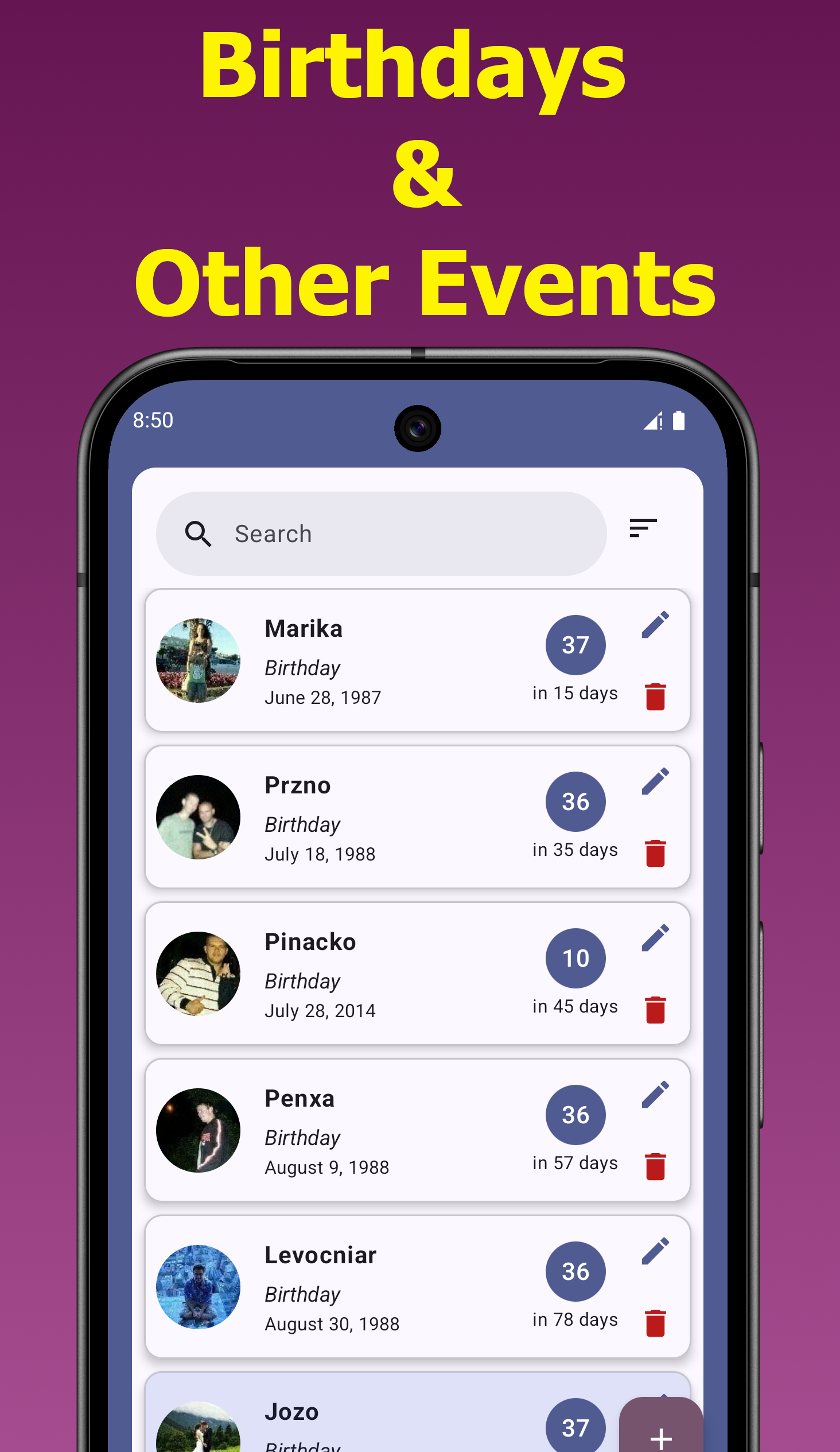 Calendar: Names and Birthdays Screenshot 3