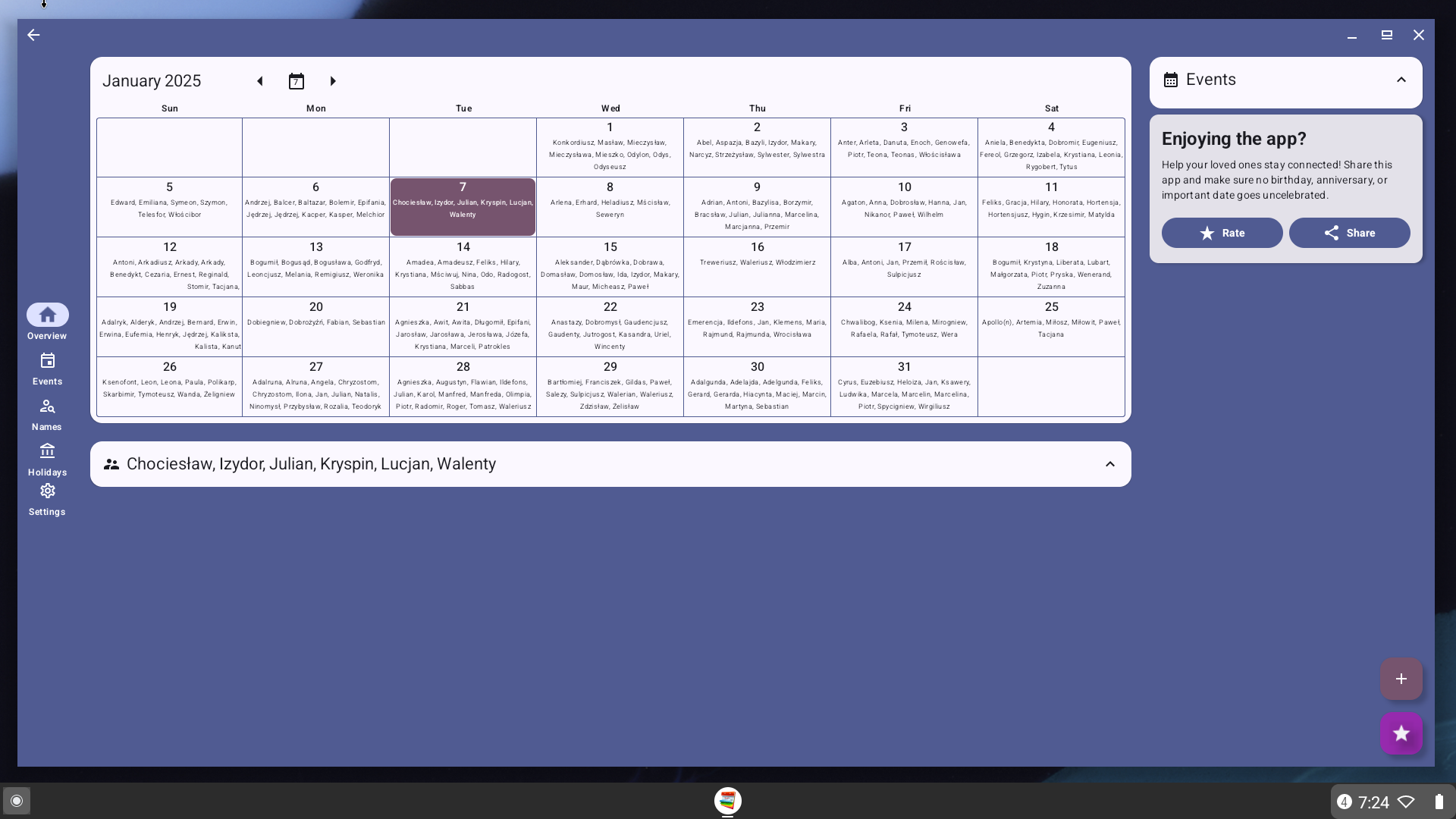 Calendar: Names and Birthdays Screenshot 13