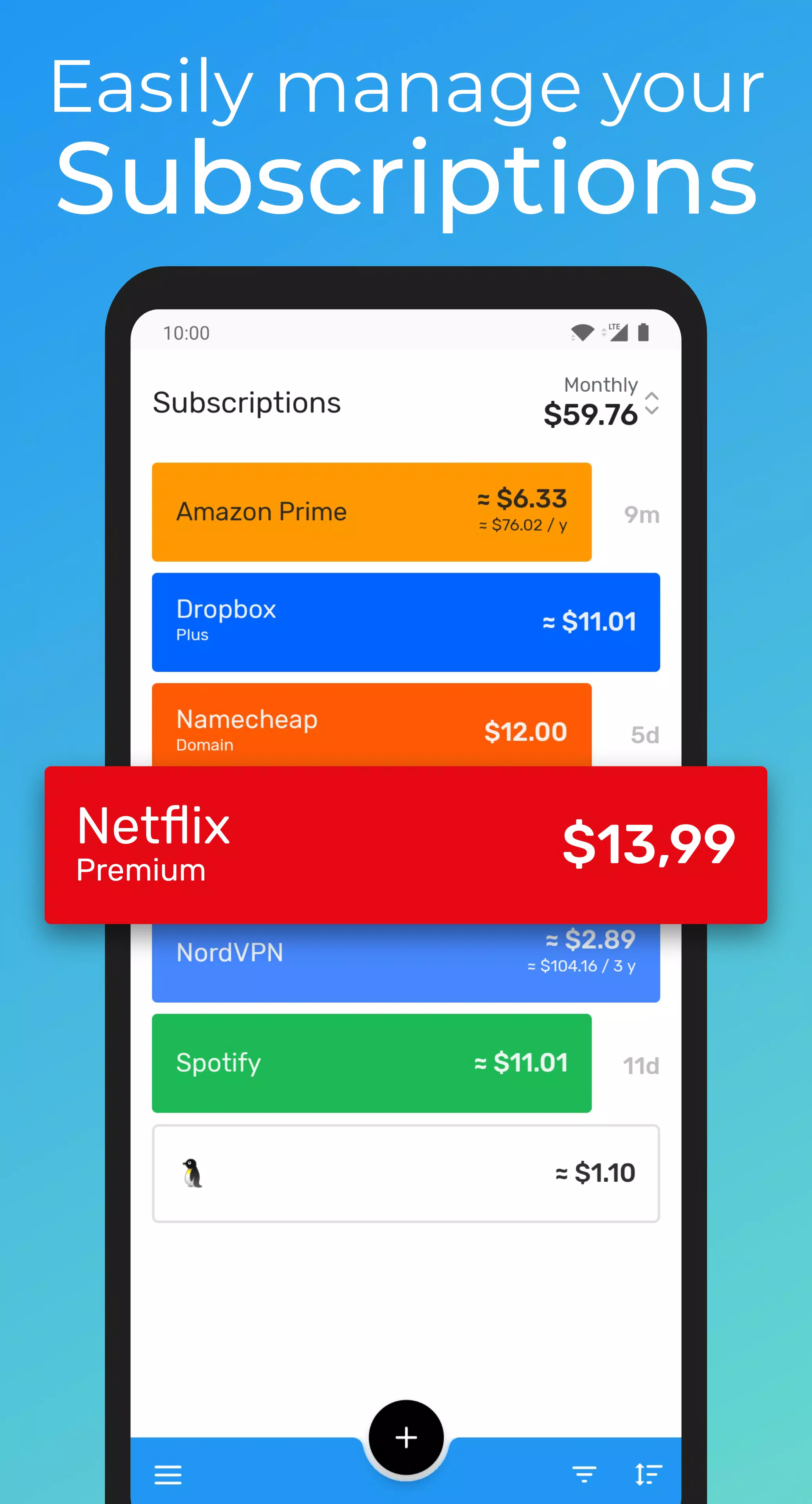 Subscriptions Screenshot 1 