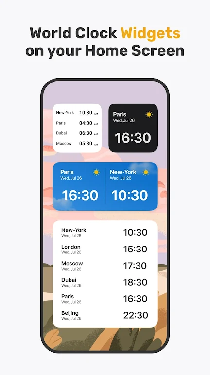 World Clock Widget - Time Zone Screenshot 1