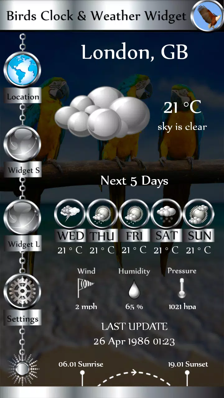 Birds Clock & Weather Widget Screenshot 2