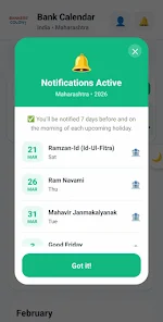 Bank Holiday Calendar Screenshot 1 