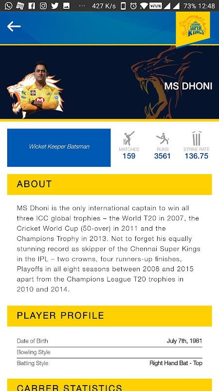 Chennai Super Kings Screenshot 2